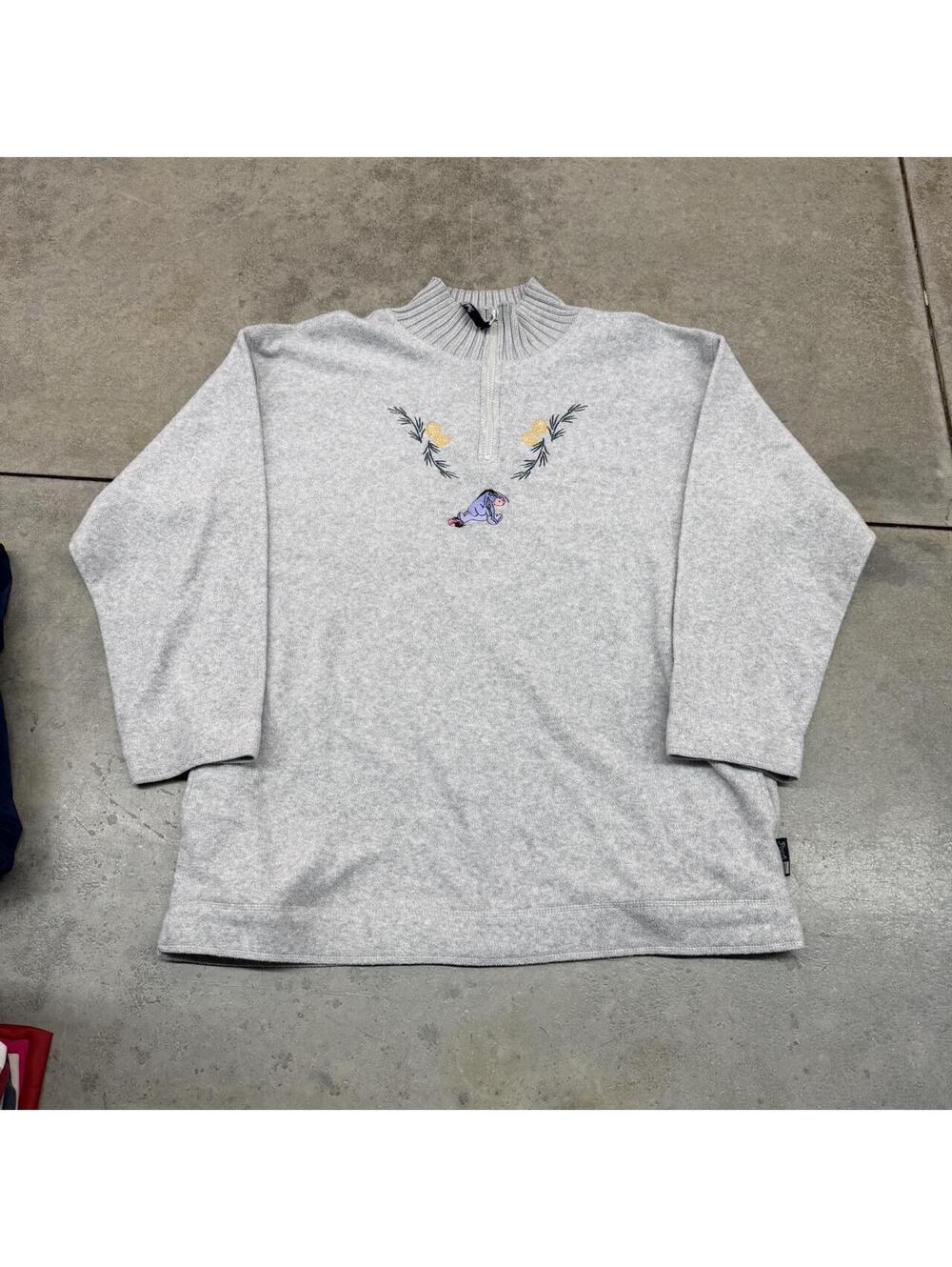 vintage eeyore quarter zip winnie the pooh disney fleece jacket size xl